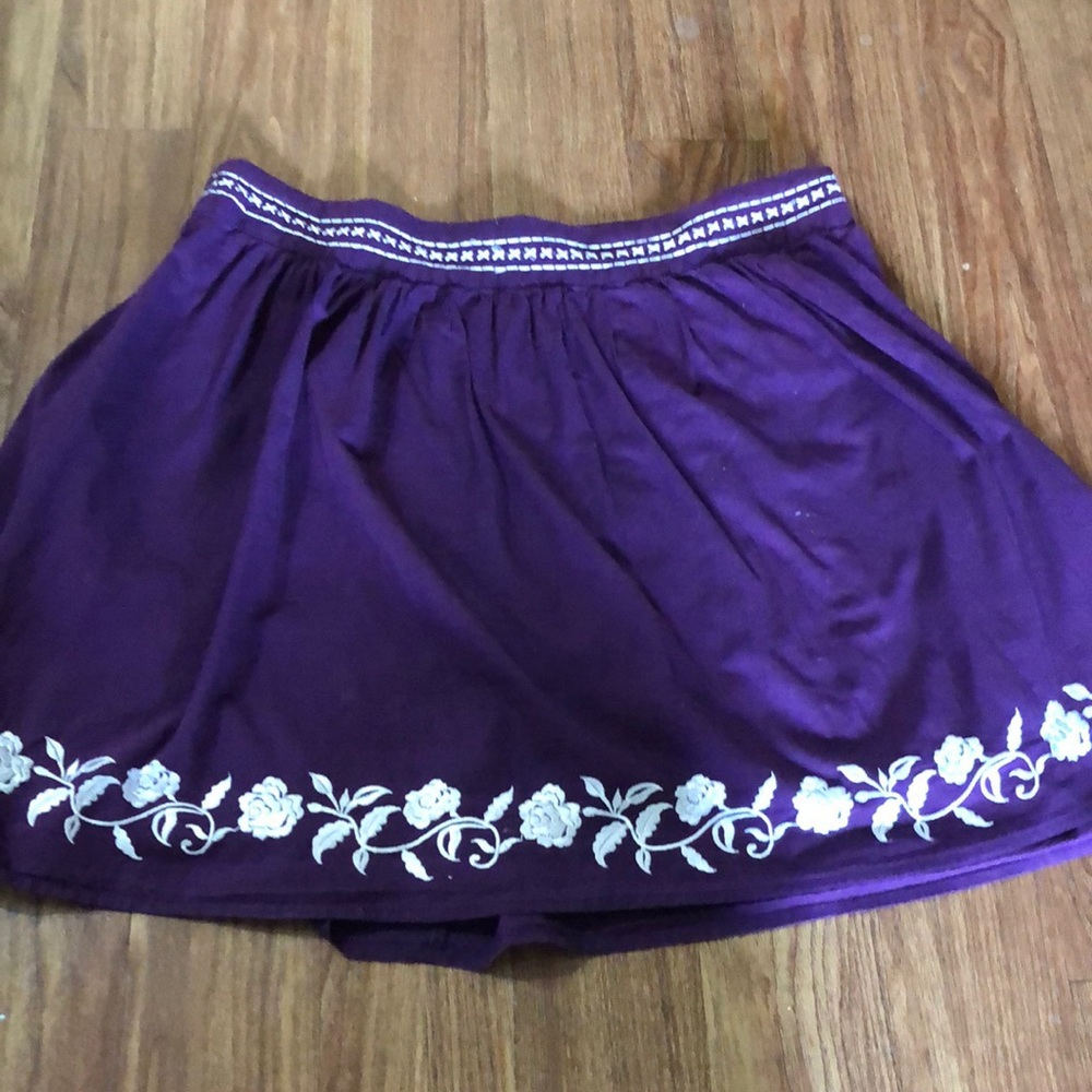 Embroidered Floral Purple Skirt
